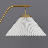 Modern Pleated Shade Black and Gold Metal Floor Lamp Image - 6