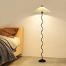 Modern Pleated Shade Wavy Black Metal Floor Lamp Image - 3