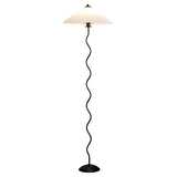 Modern Pleated Shade Wavy Black Metal Floor Lamp Image - 5