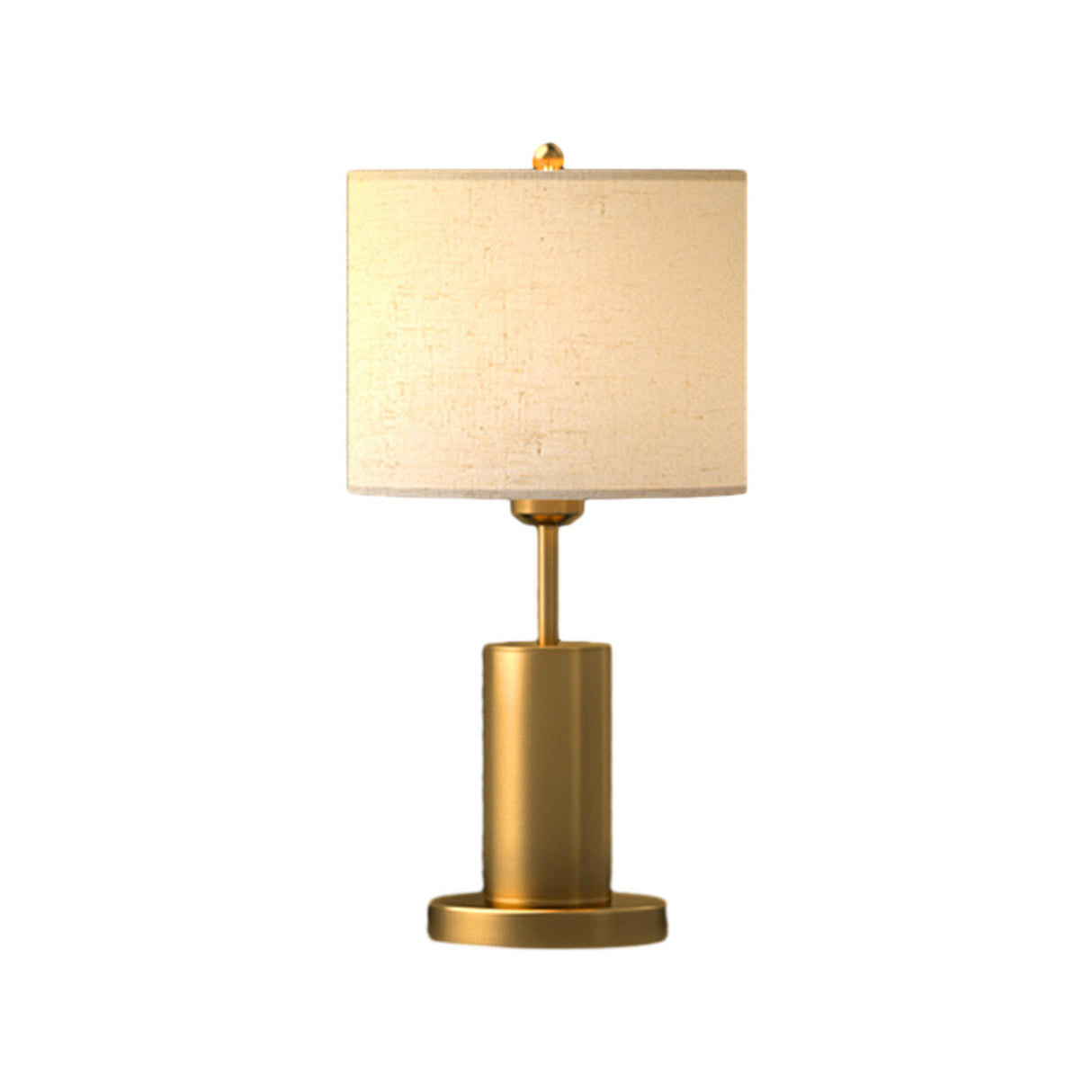 Modern Plug-in Barrel Fabric Shade Metal Table Lamp Image - 5