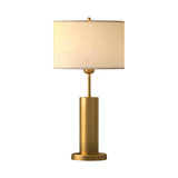 Modern Plug-in Barrel Fabric Shade Metal Table Lamp Image - 6