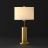 Modern Plug-in Barrel Fabric Shade Metal Table Lamp Image - 8