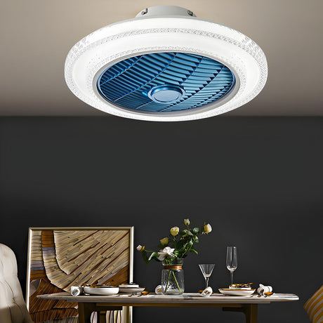 Modern Polished Round Bladeless Ceiling Fan with Light Image - 1