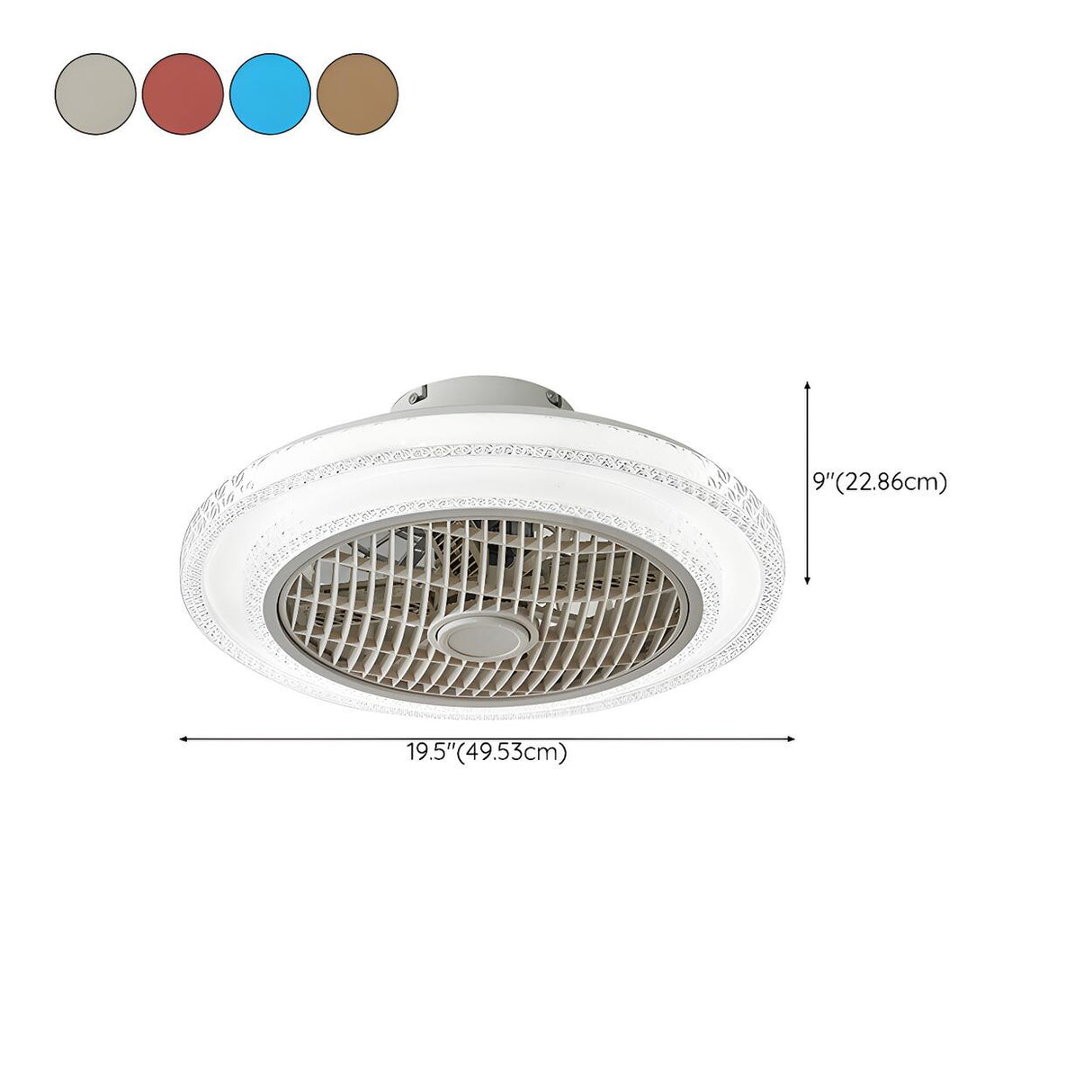 Modern Polished Round Bladeless Ceiling Fan with Light 