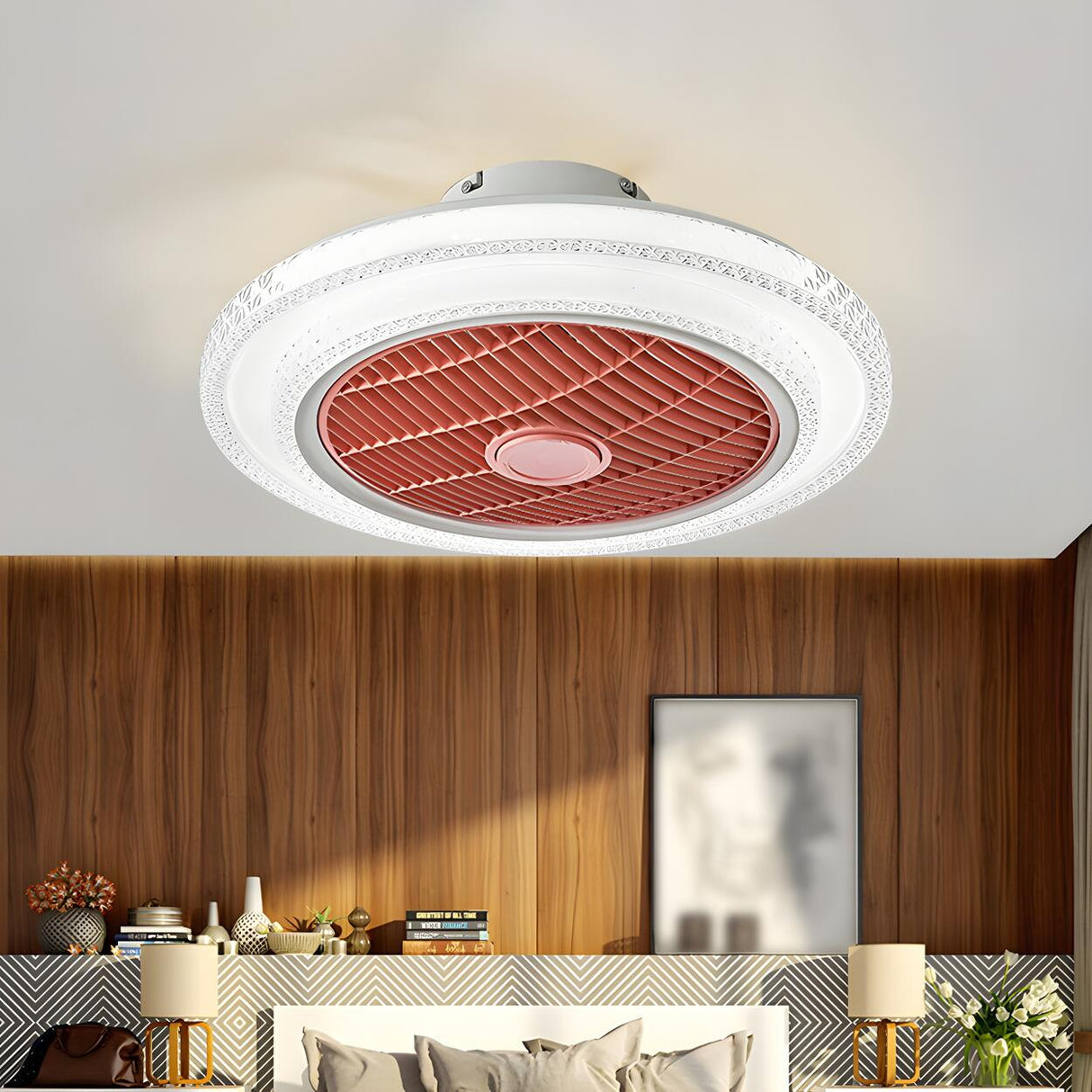 Modern Polished Round Bladeless Ceiling Fan with Light Image - 3