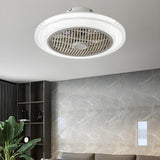 Modern Polished Round Bladeless Ceiling Fan with Light Image - 7