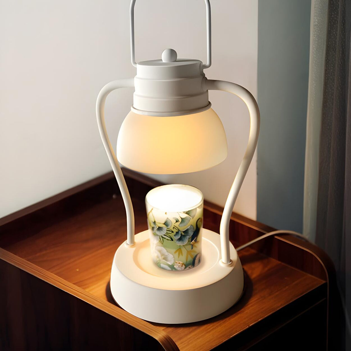 Modern Portable Dual Light Candle Warmer Table Lamp Image - 4