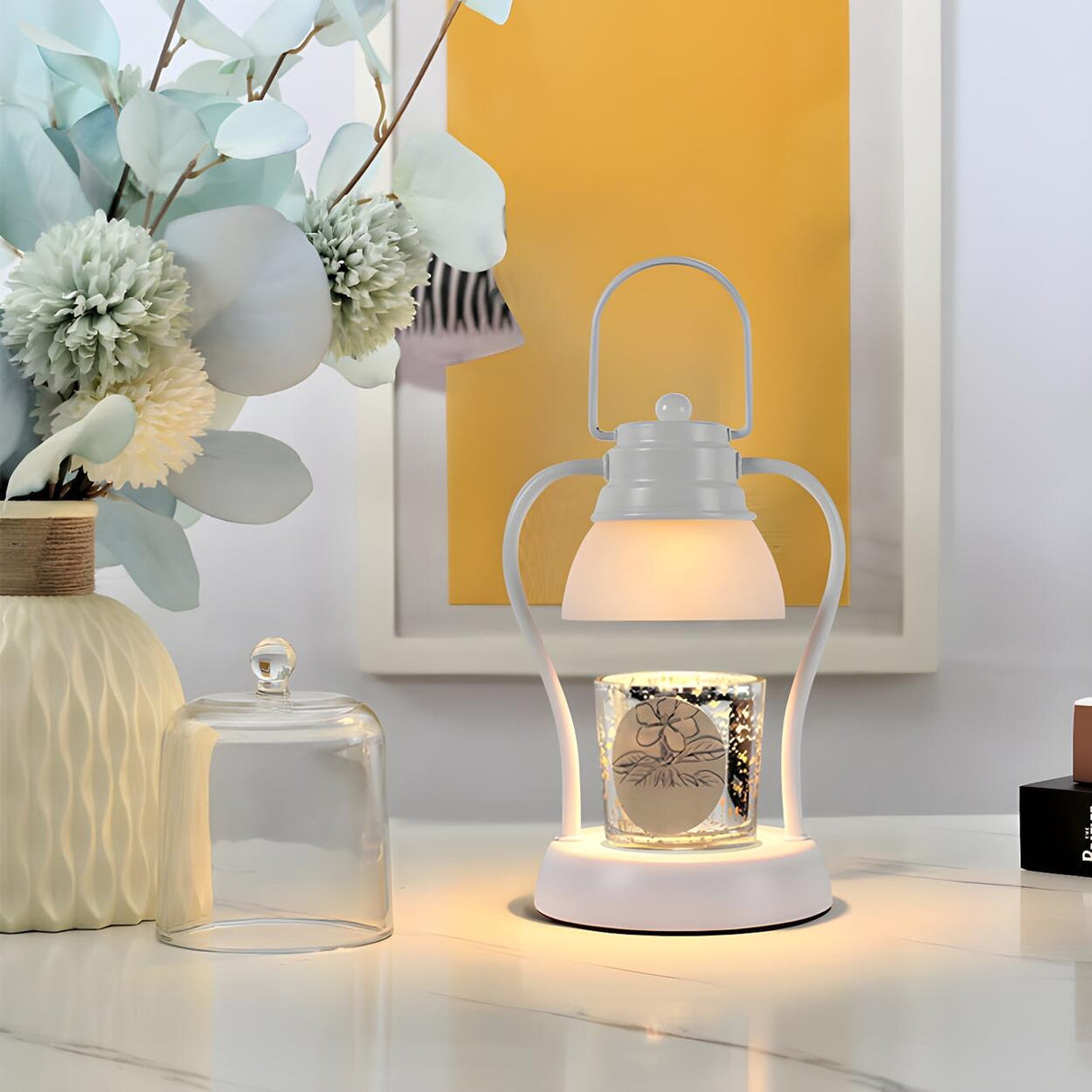 Modern Portable Dual Light Candle Warmer Table Lamp Image - 5