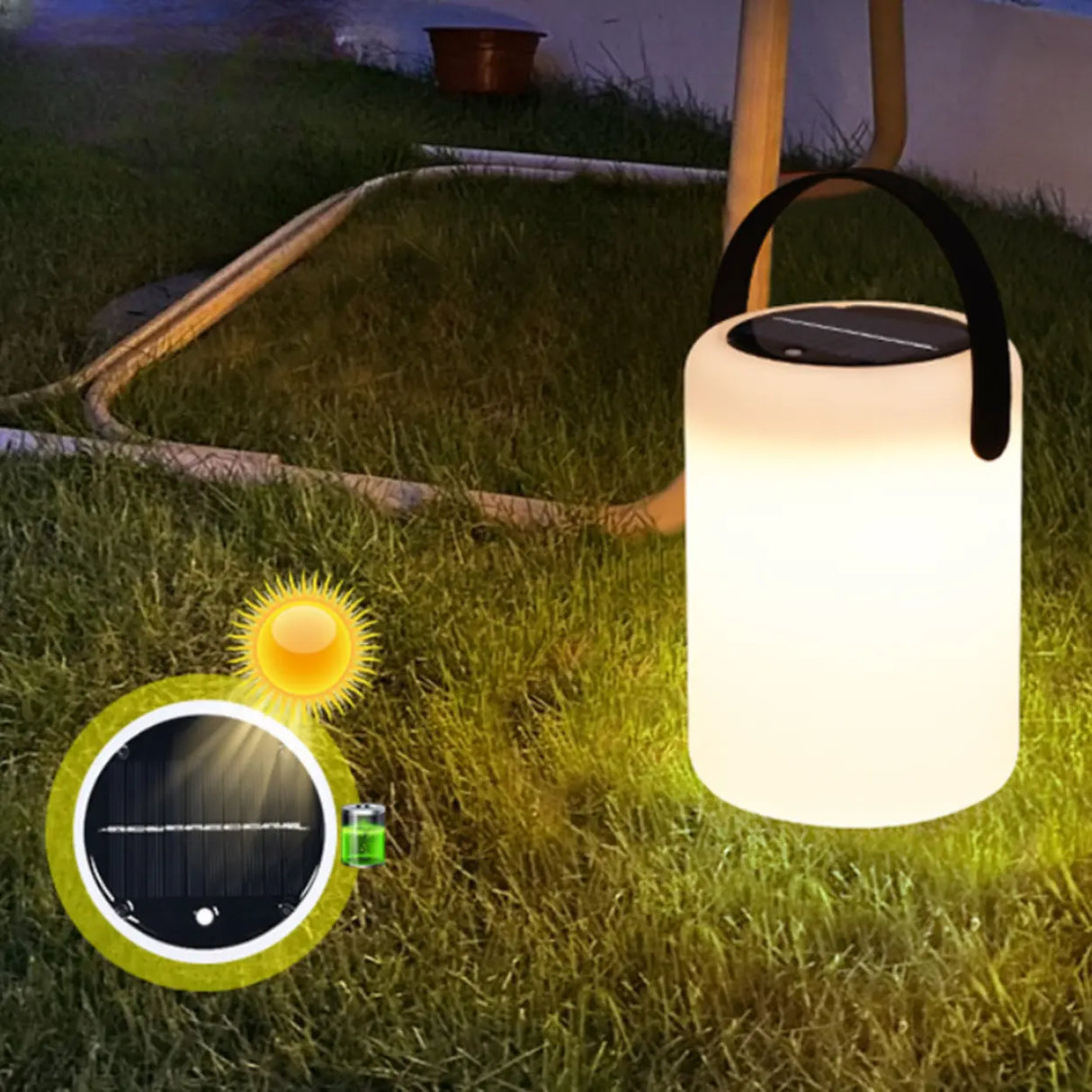 Modern Portable Solar Cylinder Outdoor Table Lamp Image - 1