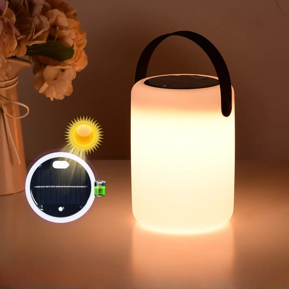 Modern Portable Solar Cylinder Outdoor Table Lamp Image - 2