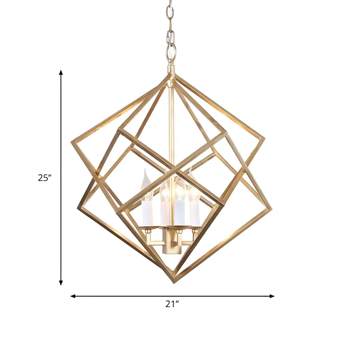 Modern Prismatic Geometric Gold Dining Room Chandelier Image - 4