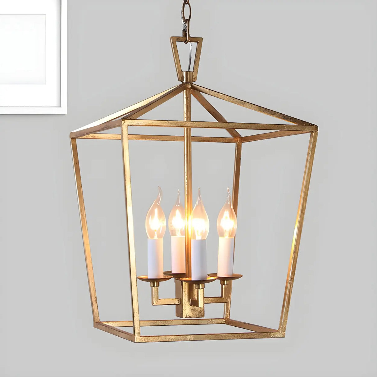 Modern Prismatic Geometric Gold Dining Room Chandelier Image - 5