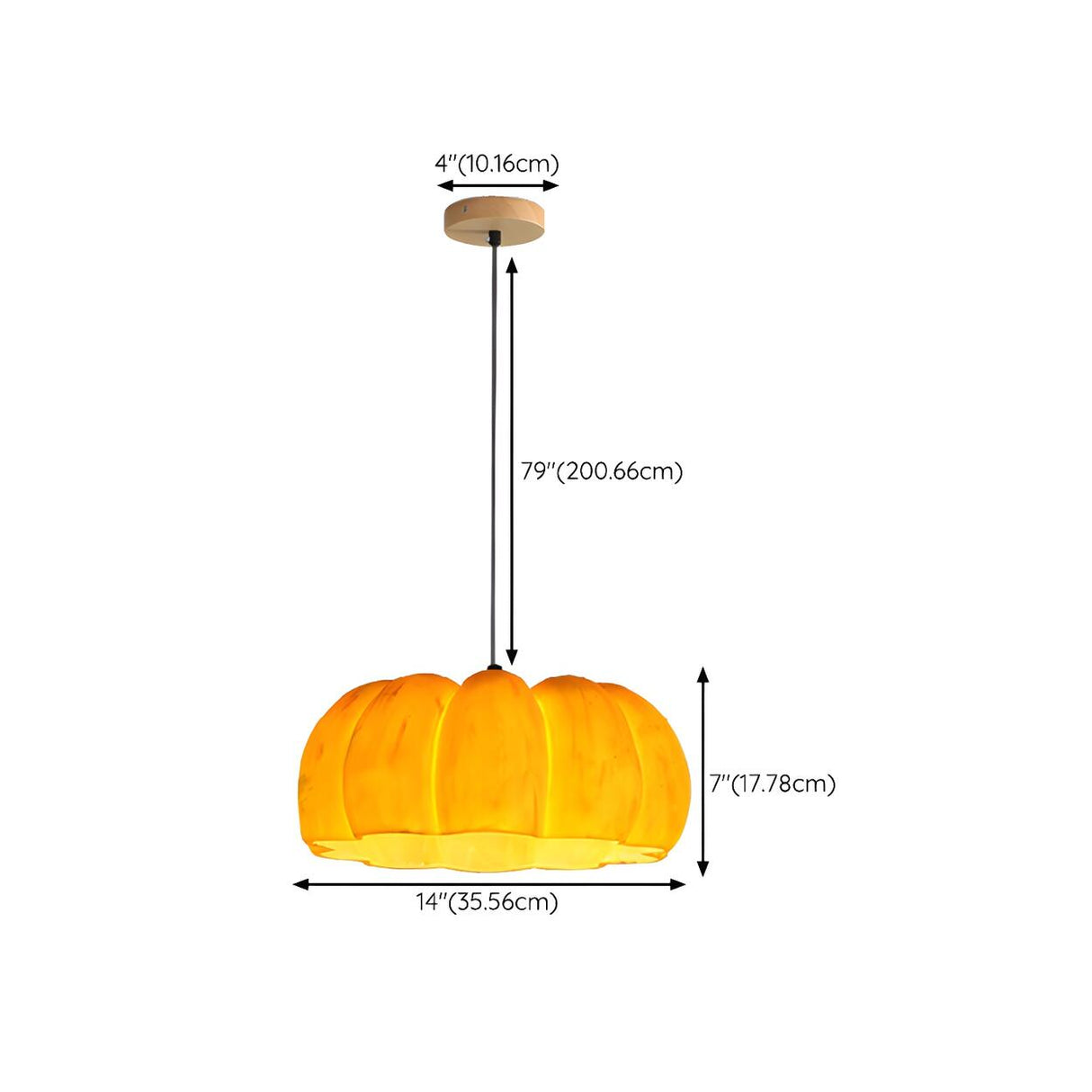 Modern Pumpkin Adjustable Yellow LED Pendant Lamp Image - 15