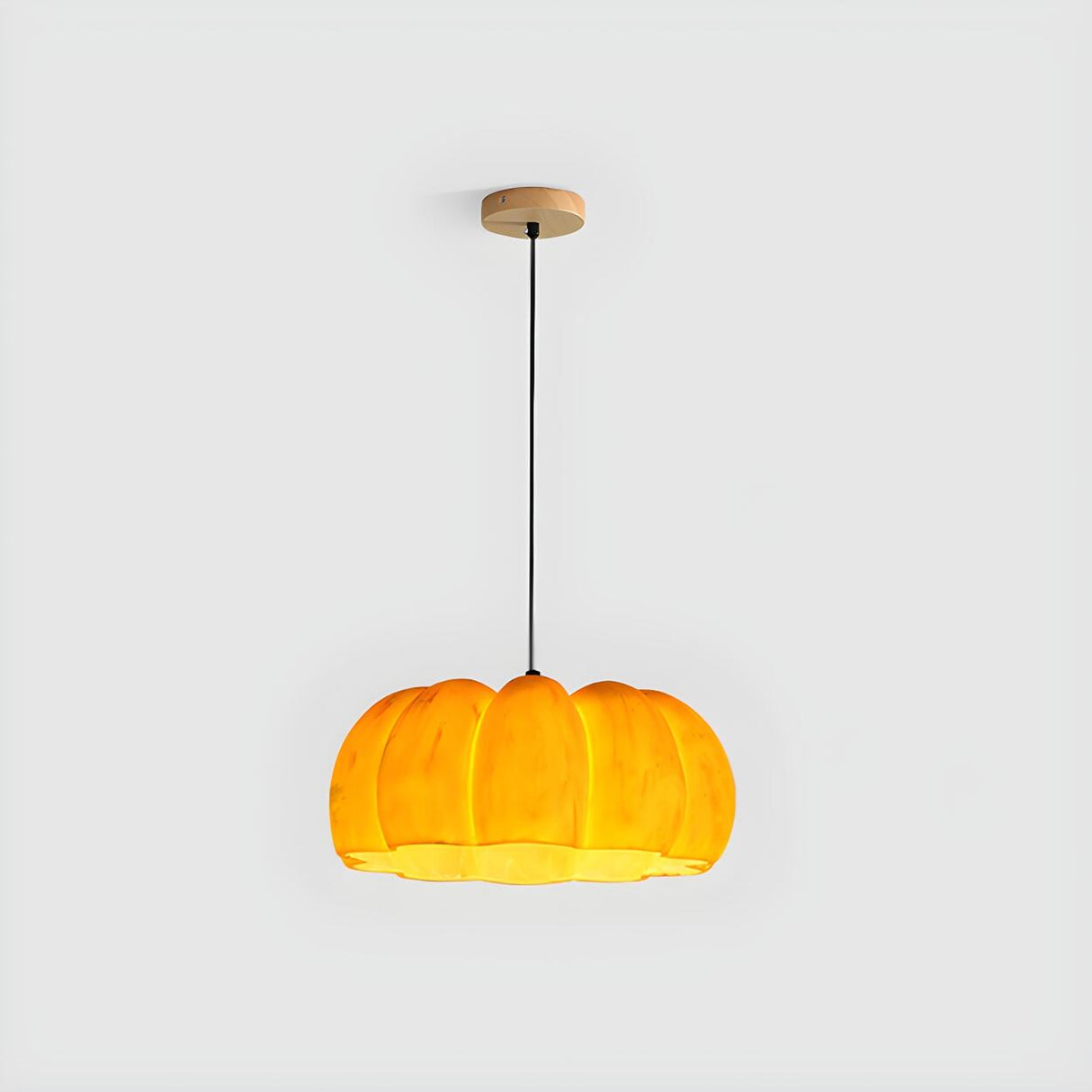 Modern Pumpkin Adjustable Yellow LED Pendant Lamp Image - 4