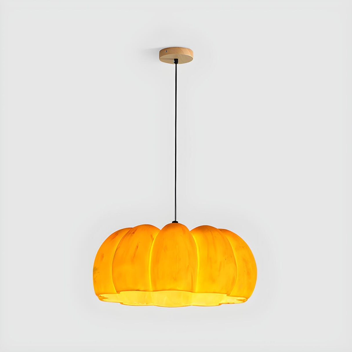 Modern Pumpkin Adjustable Yellow LED Pendant Lamp Image - 6