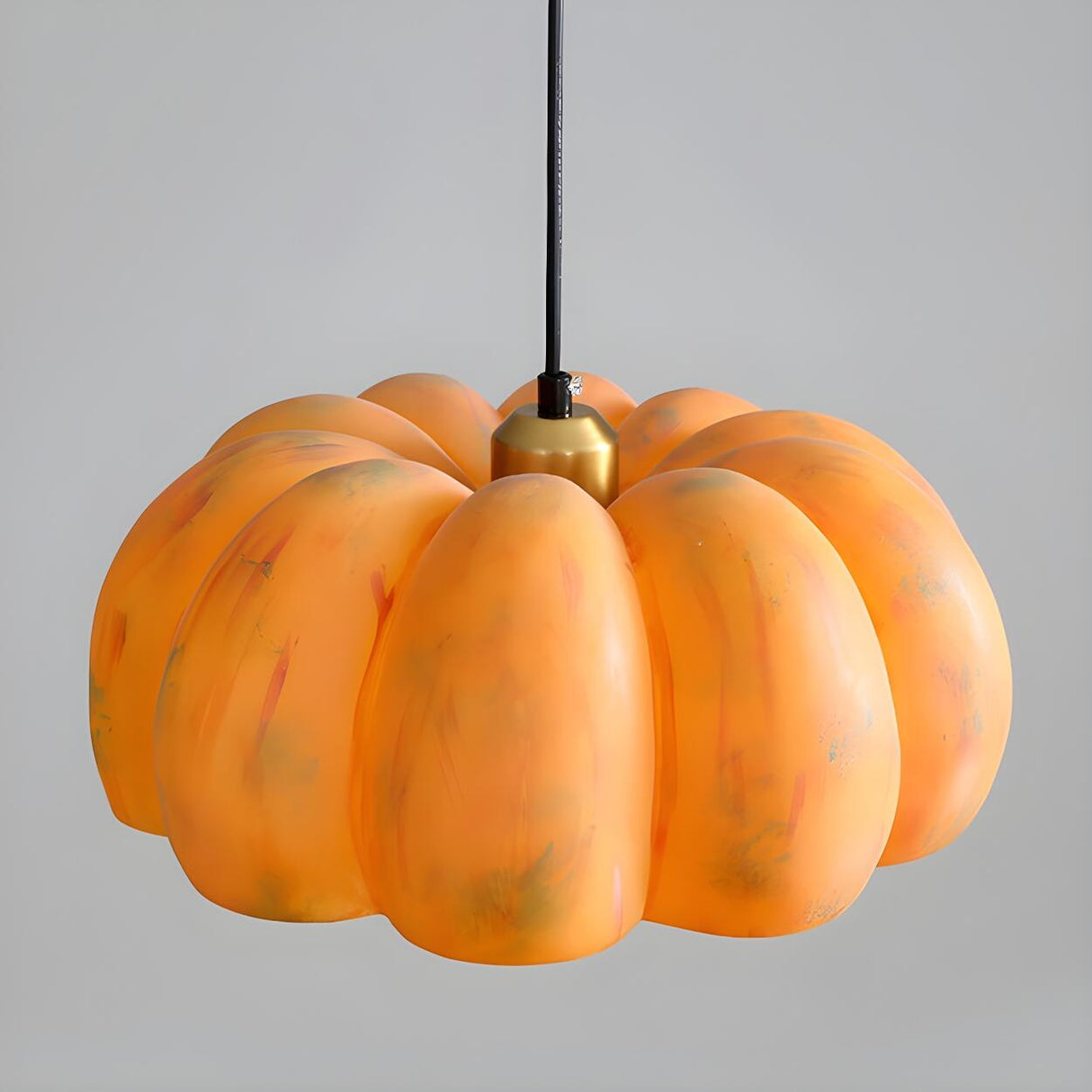 Modern Pumpkin Adjustable Yellow LED Pendant Lamp Image - 9