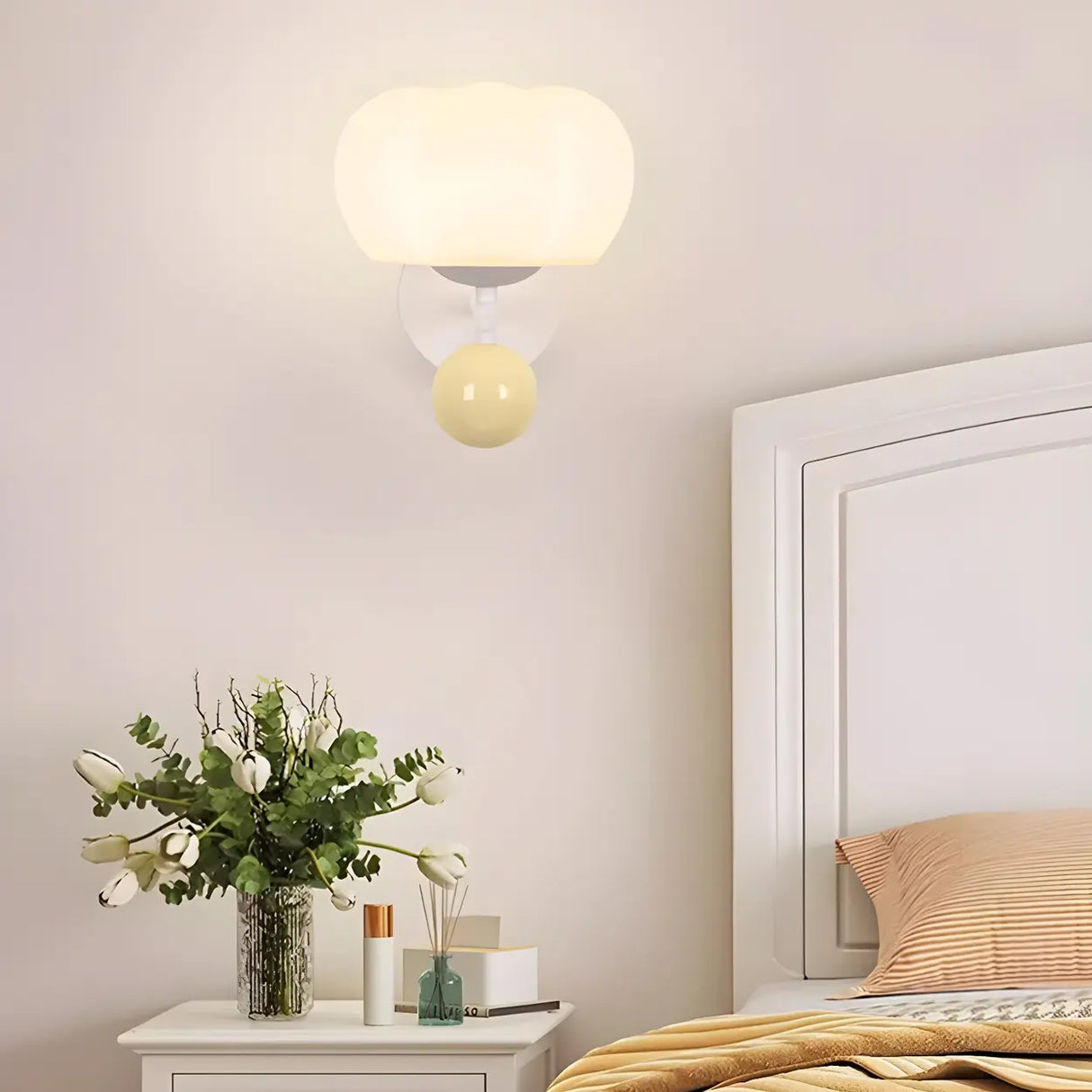 Modern Pumpkin-shaped White Wall Sconce Light Image - 12