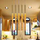 Modern Purple Linear LED Crystal Hanging Pendant Light Image - 15