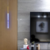 Modern Purple Linear LED Crystal Hanging Pendant Light Image - 3