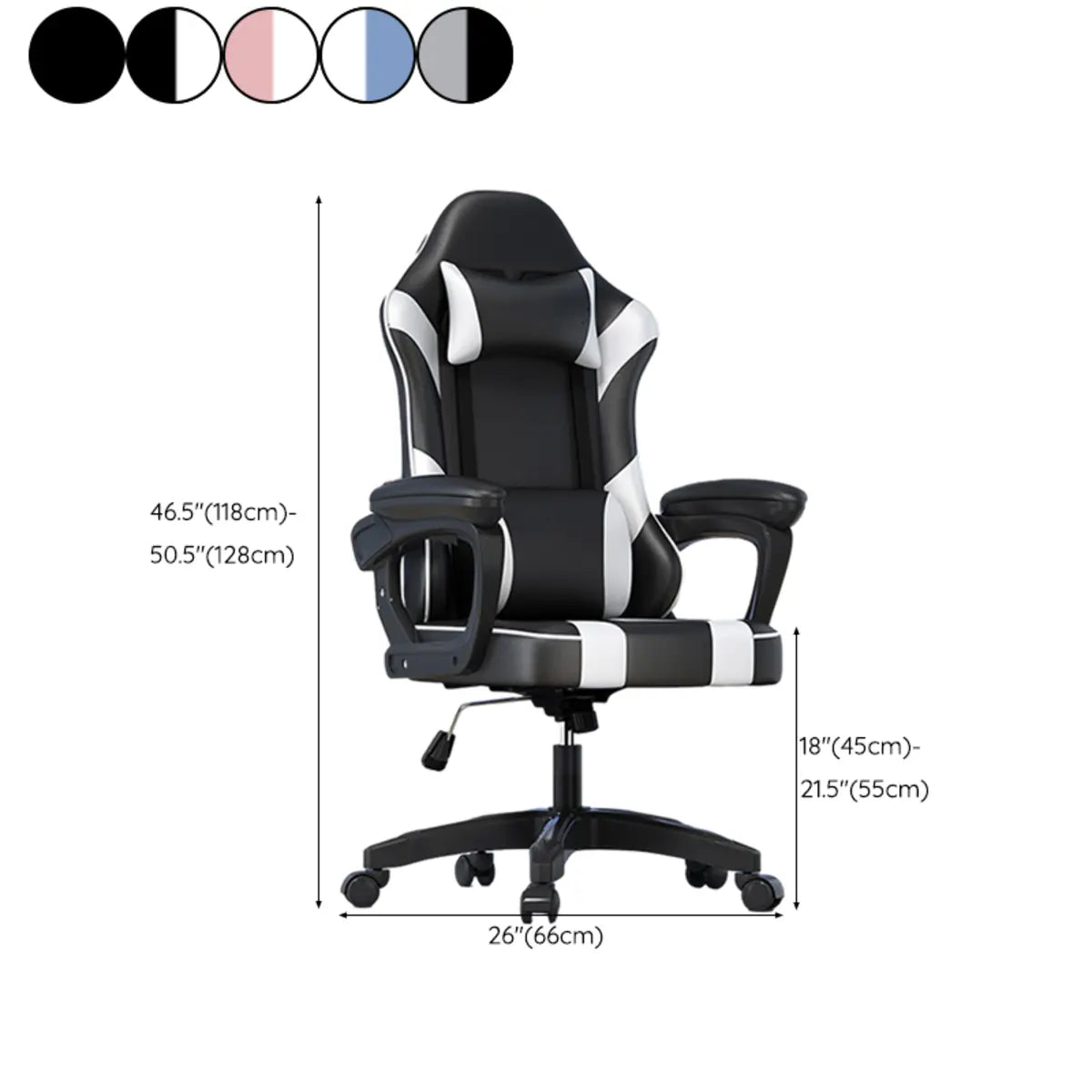 Modern Racing Swivel Leather Blue Ergonomic Chair Office 