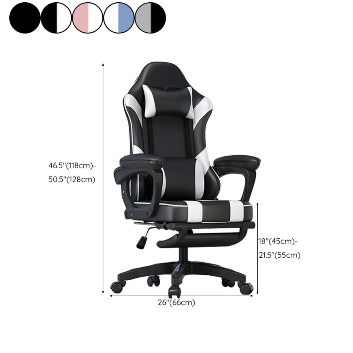 Modern Racing Swivel Leather Blue Ergonomic Chair Office Image - 19