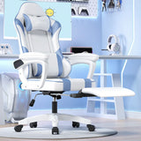 Modern Racing Swivel Leather Blue Ergonomic Chair Office Image - 4