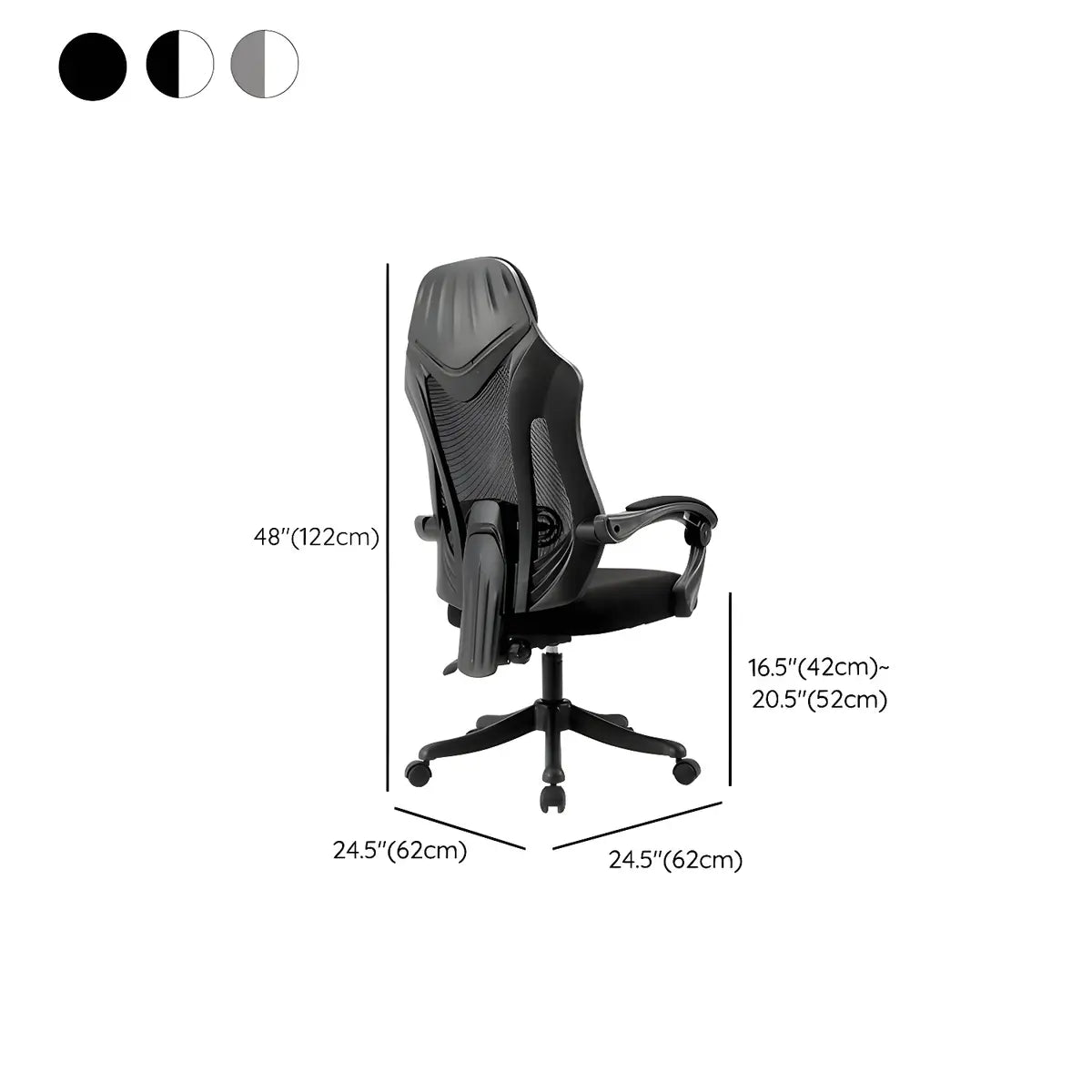 Modern Reclining Fabric Footrest Black Office Chair 