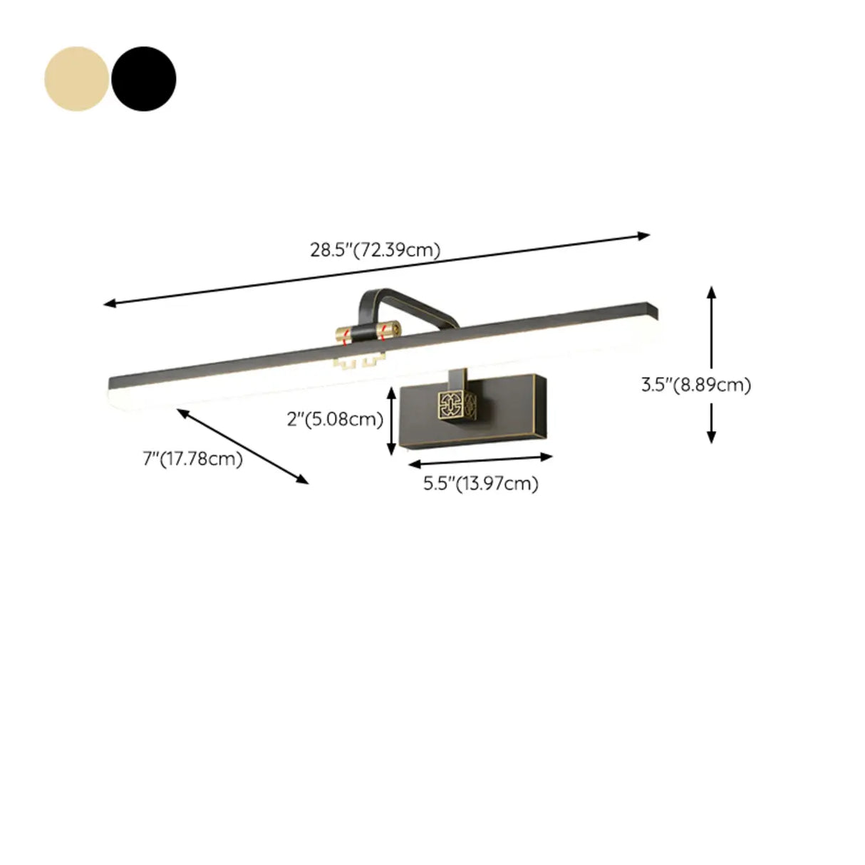 Modern Rectangle Brass Vanity Bathroom LED Light Image - 11