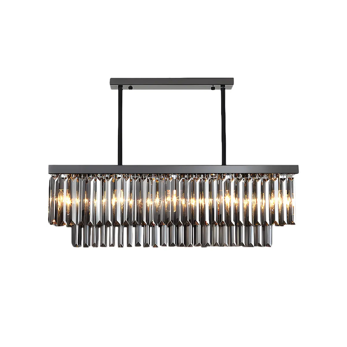 Modern Rectangle Crystal Smoke Gray Island Light Fixture Image - 4