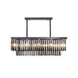 Modern Rectangle Crystal Smoke Gray Island Light Fixture Image - 4