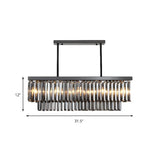 Modern Rectangle Crystal Smoke Gray Island Light Fixture #size