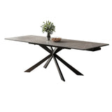 Modern Rectangle Extendable Grey Dining Table Removable Leaf Image - 5