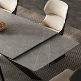 Modern Rectangle Extendable Grey Dining Table Removable Leaf Image - 7