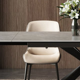 Modern Rectangle Extendable Grey Dining Table Removable Leaf Image - 8