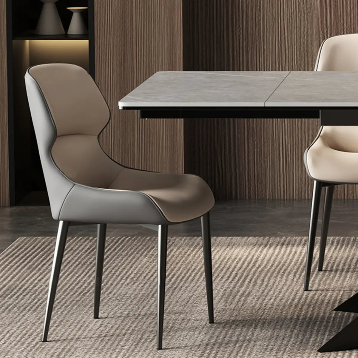 Modern Rectangle Extendable Grey Dining Table Removable Leaf Image - 9