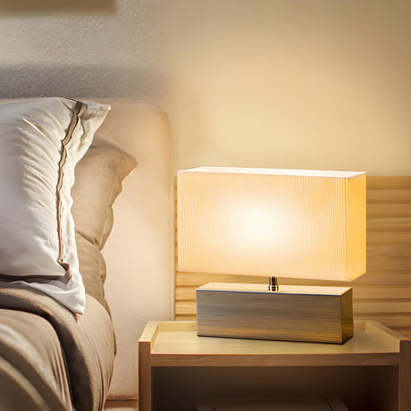 Modern Rectangle Fabric Table Lamp with Touch Switch Image - 1