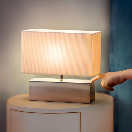 Modern Rectangle Fabric Table Lamp with Touch Switch Image - 2