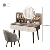 Modern Rectangle Mirror Bedroom White Grey Makeup Vanity Set Image - 22