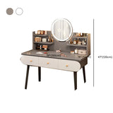 Modern Rectangle Mirror Bedroom White Grey Makeup Vanity Set Image - 23