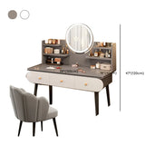 Modern Rectangle Mirror Bedroom White Grey Makeup Vanity Set Image - 24