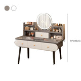 Modern Rectangle Mirror Bedroom White Grey Makeup Vanity Set Image - 25