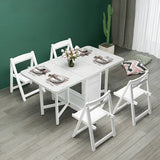 Modern Rectangle Rubberwood Dining Table White Extendable Image - 4