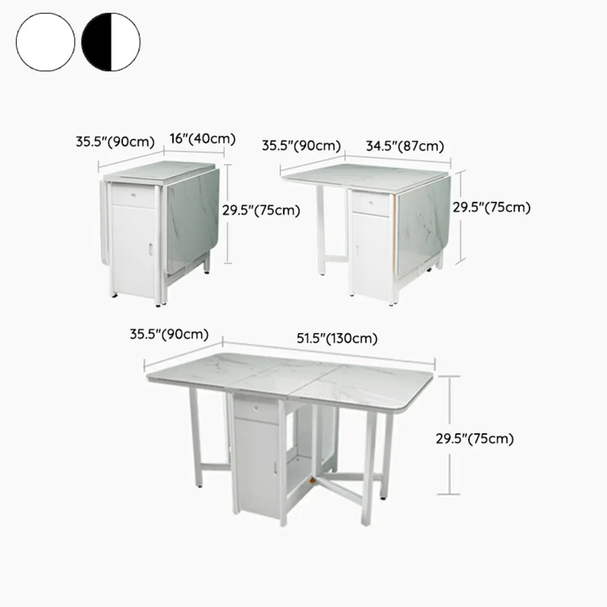 Modern Rectangle Rubberwood Dining Table White Extendable 