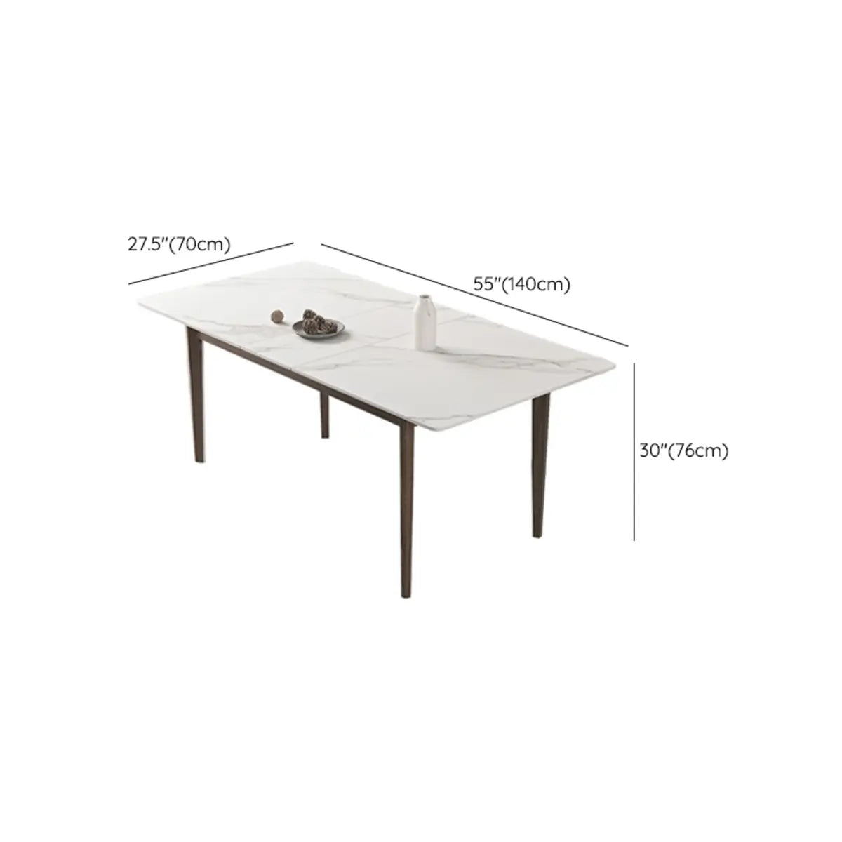 Modern Rectangle Sintered Stone Dining Table White Leaf 