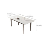 Modern Rectangle Sintered Stone Dining Table White Leaf Image - 12