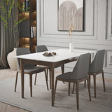 Modern Rectangle Sintered Stone Dining Table White Leaf Image - 4