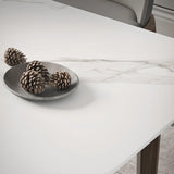 Modern Rectangle Sintered Stone Dining Table White Leaf Image - 7