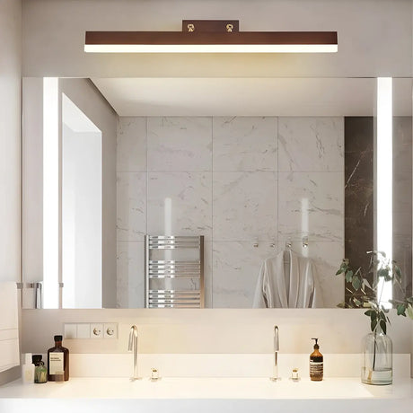 Modern Rectangle Walnut Wooden LED Vanity Lights Image - 1