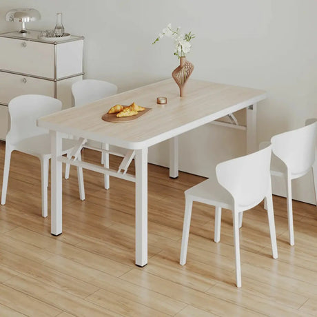 Modern Rectangle Wood White Folding Dining Table Image - 1