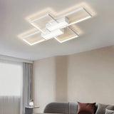 White Rectangular LED Flush Mount Ceiling Light 4-Light Image - 1